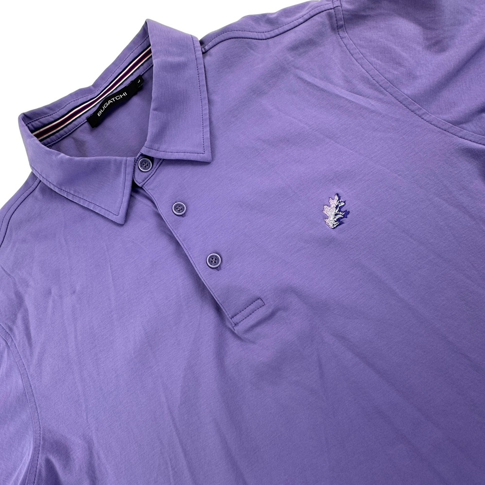 Bugatchi Mens L Polo‎ Shirt Purple Mercerized Cotton Short Sleeve Solid JCF2599